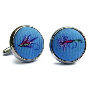 Bird Dog Bay Hooked On Flies Cufflinks - Light Blue