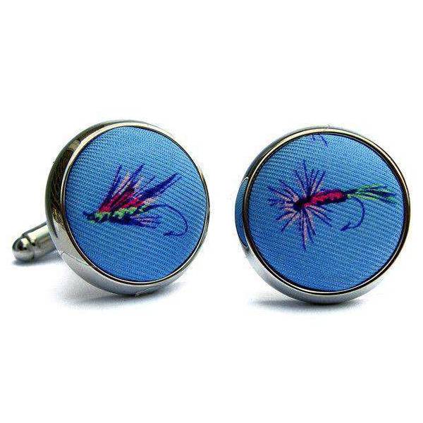 Bird Dog Bay Hooked On Flies Cufflinks - Light Blue 1 Bird Dog Bay Hooked On Flies Cufflinks - Light Blue