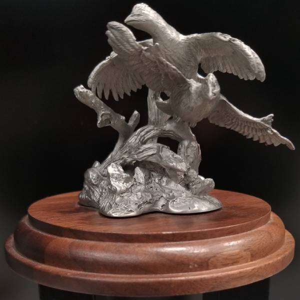 DeLodzia Bobwhite Quail In Flight Medium Pewter Statue 2 DeLodzia Bobwhite Quail In Flight Medium Pewter Statue, Double