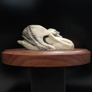DeLodzia Mute Stately Swan Medium Scrimshaw Statue