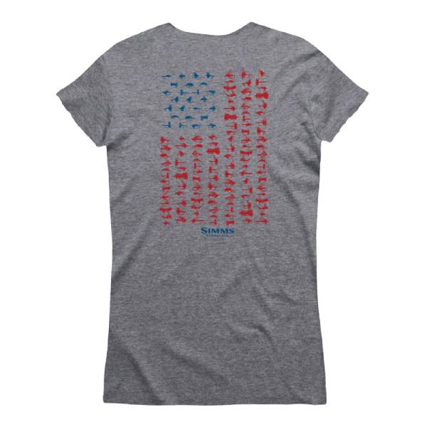 Simms USA Flies Womens T-Shirt - Gray 1 Simms USA Flies Womens T-Shirt - Gray