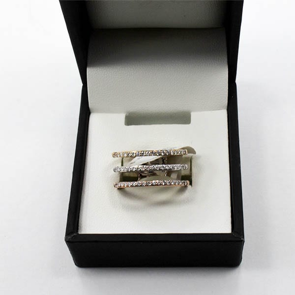 14K Rose, White & Yellow Gold Diamond Ring 0.33 carat - 6.31 grams 1 3 Gold Ring 6.31 Grams - 0.33 Carat