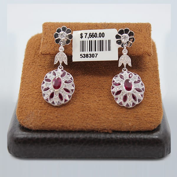 Diamond & Ruby Earnings 7.12 Grams - 3.12 Carat 1 Diamond & Ruby Earnings