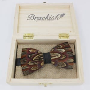Brackish Pheasant Feather Bow Tie