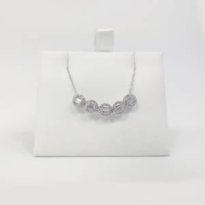 14k White Gold 5 Bead Diamond Necklace