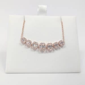 14k Rose Gold Diamond 7 Block Necklace