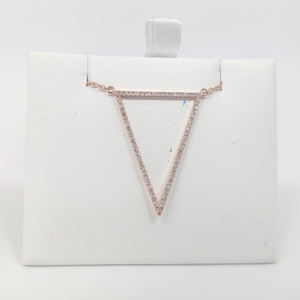 14k Rose Gold Diamond Triangle Necklace 1 14k Rose Gold Diamond Triangle Necklace