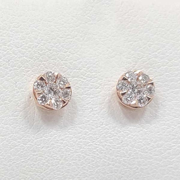 14k Rose Gold Diamond Stud Earrings 1 14k Rose Gold Diamond Stud Earrings