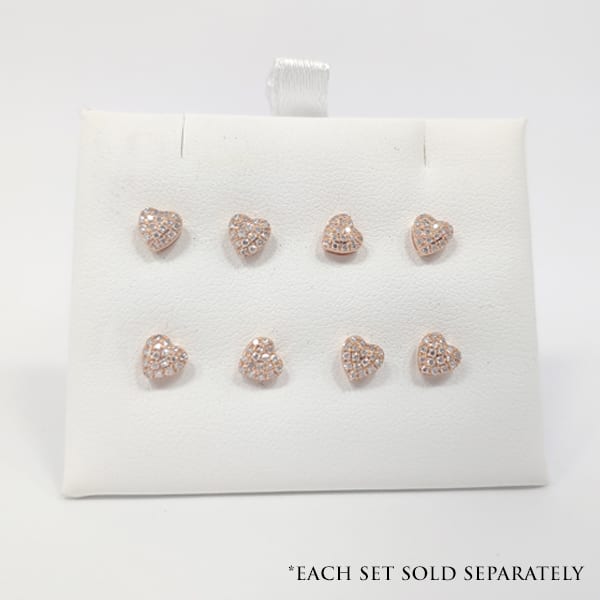14k Rose Gold Heart Diamond Earrings 1 14k Rose Gold Heart Diamond Earrings