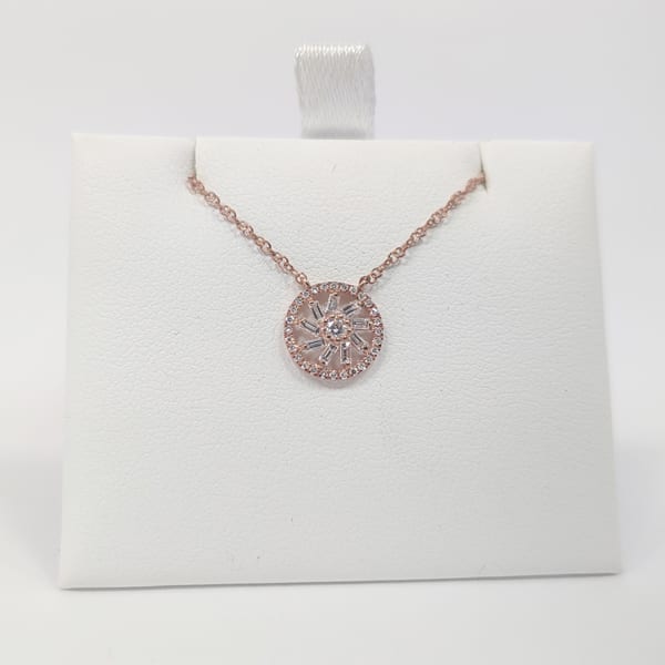 14k Rose Gold Circle Propelled Necklace 1 14k Rose Gold Circle Propelled Necklace