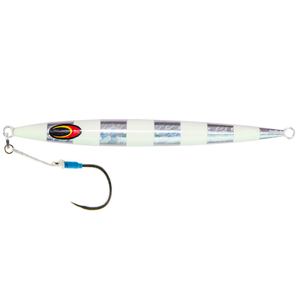 Nomad Tackle The Streaker Jig Lure, 80g 3oz - Silver Glow Stripe 1 Nomad Tackle The Streaker Jig Lure - Silver Glow Stripe