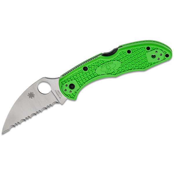 Spyderco Salt 2 Green LC200N Wharncliffe Serrated Edge Folding Pocket Knife 1 Spyderco Salt 2 Green LC200N Wharncliffe Serrated Edge Folding Pocket Knife