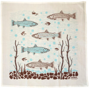 Noteworthy Paper and Press Trout and Flies Tea Towel