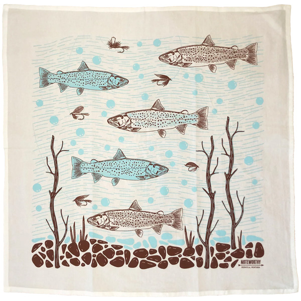 Noteworthy Paper and Press Trout and Flies Tea Towel 1 Noteworthy Paper and Press Trout and Flies Tea Towel