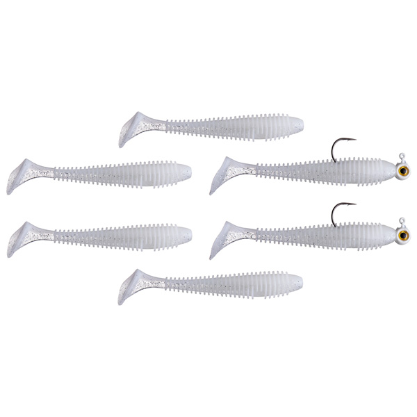 Perfection Lures Pre-Rigged Swimbait Lure Kit - White Flash 1 Perfection Lures Pre-Rigged Swimbait Lure Kit - White Flash