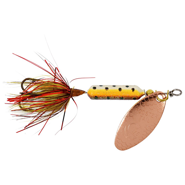 Yakima Bait Hammered Copper Blade Rooster Tail Treble Fishing Lure, 1/8oz - Copper Tinsel Brown Trout 1 Yakima Bait Hammered Copper Blade Rooster Tail Treble Fishing Lure - Copper Tinsel Brown Trout