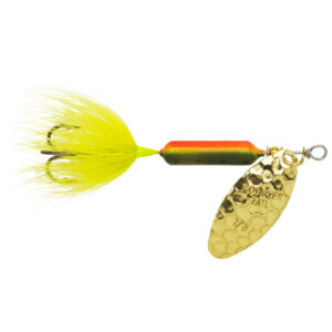 Yakima Bait Hammered Brass Blade Rooster Tail Treble Fishing Lure - Fire Tiger