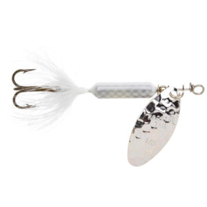 Yakima Bait Hammered Silver Blade Rooster Tail Treble Fishing Lure - White