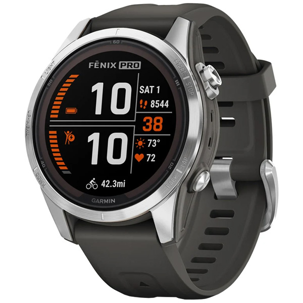 Garmin Fēnix 7S Pro Solar Edition Silver Watch With Graphite Band, 42Mm 1 Garmin fēnix 7S Pro Solar Edition Silver Watch with Graphite Band, 42mm