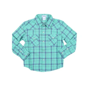 BlueQuail Clothing Co. Blue & Green Plaid Flannel Pearl Snap Long Sleeve Shirt