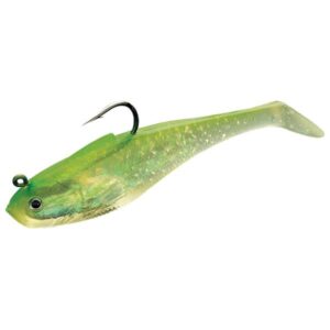 Tsunami Holographic Swim Shad Soft Baits - Chartreuse/Silver