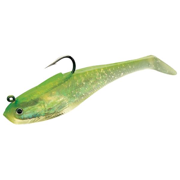 Tsunami Holographic Swim Shad Soft Baits, 5" - Chartreuse/Silver 1 Tsunami Holographic Swim Shad Soft Baits - Chartreuse/Silver
