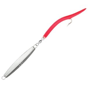 Tsunami Chrome Diamond Jig Lure with Tube Tail - Fluorescent Red