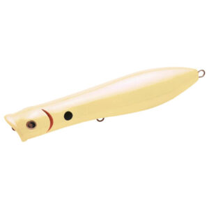 Tsunami Talking Popper Fishing Lure - Bone With Spot/Red Gill Eye