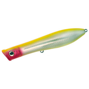 Tsunami Talking Popper Fishing Lure - Yellow Red Head