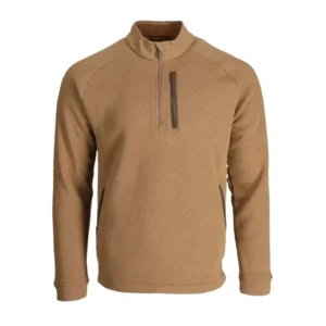 TOM BECKBE WARREN FLEECE QUARTER ZIP OTTER TAN