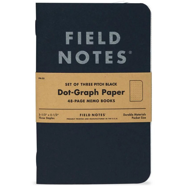 Field Notes Pitch Black Dot-Graph Memo Book 1 Field Notes Pitch Black Dot-Graph Memo Book
