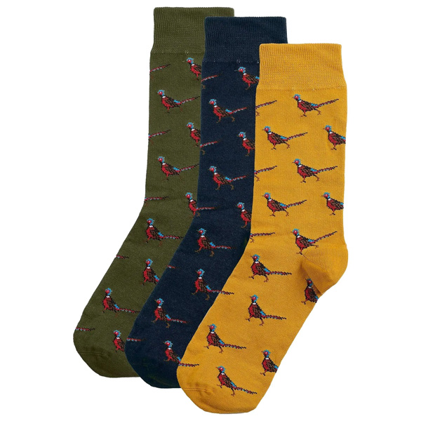 Barbour Pheasant Socks Gift Set - Blue Granite or Forest Mist 2 Barbour Pheasant Socks Gift Set - Forest Mist