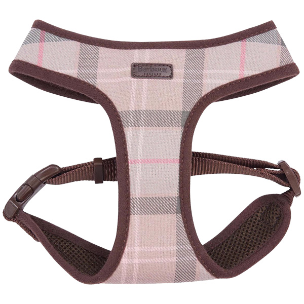 Barbour Tartan Dog Harness - Classic Tartan or Taupe/Pink Tartan 2 Barbour Tartan Dog Harness - Taupe/Pink Tartan