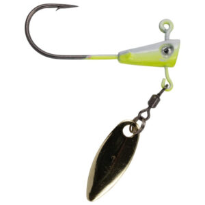 Leland's Lures Fin Spin Jigheads - White/Chartreuse