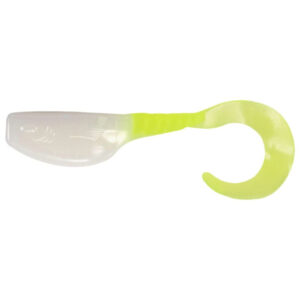 Leland's Lures Crappie Magnet Slab Curly Fishing Lures - White/Chartreuse