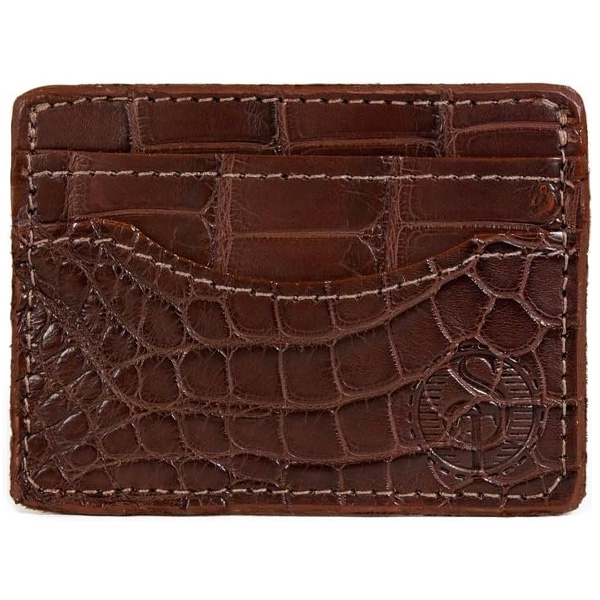 Southern Trapper Alligator Skin Card Holder Wallet - Brown 1 Southern Trapper Alligator Skin Card Holder Wallet - Brown