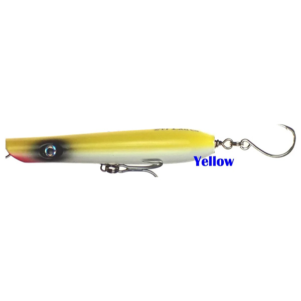 247 Lures Fish Stick Round-Bottom Pencil Popper Fishing Lure - Yellow 1 247 Lures Fish Stick Round-Bottom Pencil Popper Fishing Lure - Yellow