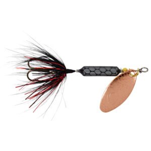 Yakima Bait Hammered Copper Blade Rooster Tail Treble Fishing Lure - Copper Tinsel Black