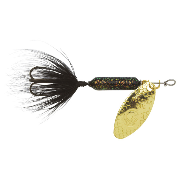 Yakima Bait Original Rooster Tail Treble Fishing Lure, 1/8oz - Glitter Black 1 Yakima Bait Original Rooster Tail Treble Fishing Lure - Glitter Black