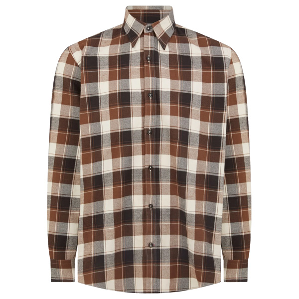 Purdey Men's Large Flannel Check Shirt - Walnut 1 Purdey Men's Large Flannel Check Shirt - Walnut