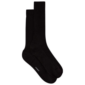 Purdey Ribbed Knit Wool Blend Socks - Dark Brown