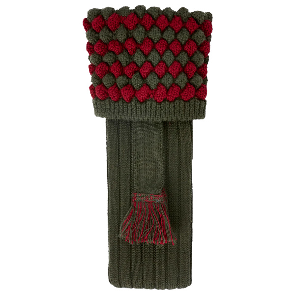 Purdey Bobble Top Socks with Garters - Loden Green 1 Purdey Bobble Top Socks with Garters - Loden Green