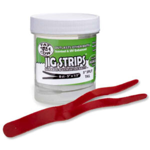 Fat Cow Fishing Split Tail Jig Strips, 5" - Blood Red