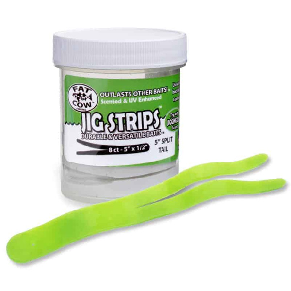 Fat Cow Fishing Split Tail Jig Strips, 5" - Chartreuse 1 Fat Cow Fishing Split Tail Jig Strips, 5" - Chartreuse