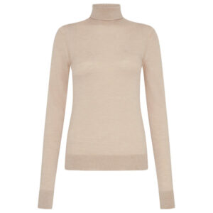 Purdey Women's Extra Fine Worsted Cashmere Turtleneck Sweater - Beige