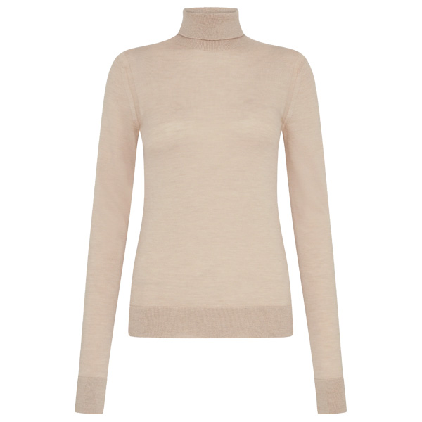 Purdey Women's Extra Fine Worsted Cashmere Turtleneck Sweater - Beige 1 Purdey Women's Extra Fine Worsted Cashmere Turtleneck Sweater - Beige