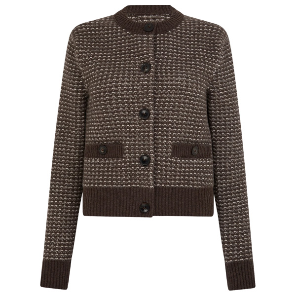Purdey Women's Rosebank Cashmere Tweed Cardigan - Walnut 1 Purdey Women's Rosebank Cashmere Tweed Cardigan - Walnut