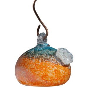 ApricotMint Handblown Art Glass Humming Bird Feeder - Orange