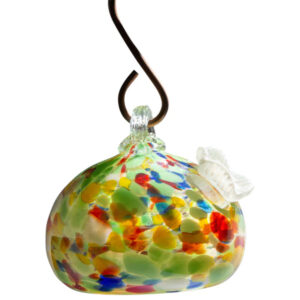 ApricotMint Handblown Art Glass Humming Bird Feeder - Multi