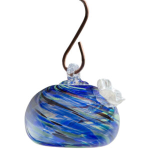 ApricotMint Handblown Art Glass Humming Bird Feeder - Blue